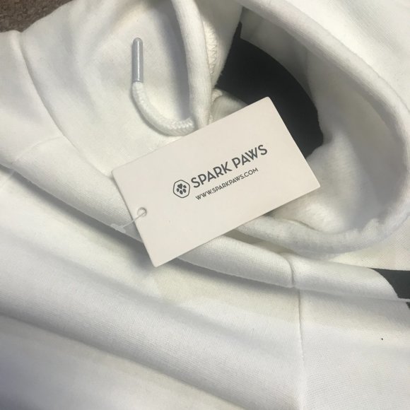 (M) WOOF dog hoodie White with black cross bones NWT - Picture 4 of 5